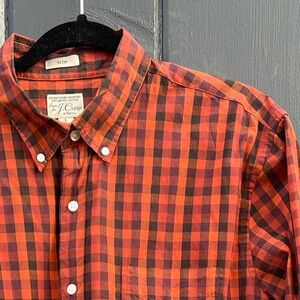 J. Crew ‘Secret Wash’ Poplin Shirt - Red & Black Plaid Men's Large